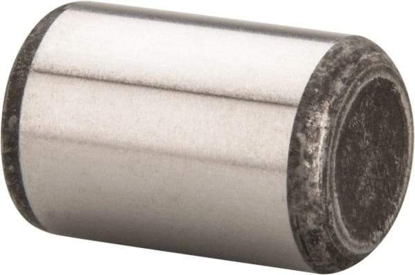 Made in USA - 1/2" Diam x 3/4" Pin Length Grade 8 Alloy Steel Standard Dowel Pin - Bright Finish, C 47-58 & C 60 (Surface) Hardness, 29,450 Lb (Single Shear), 58,900 Lb (Double Shear) Breaking Strength, 1 Beveled & 1 Rounded End - Caliber Tooling