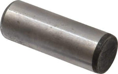 Made in USA - 5/8" Diam x 1-3/4" Pin Length Grade 8 Alloy Steel Standard Dowel Pin - Bright Finish, C 47-58 & C 60 (Surface) Hardness, 46,000 Lb (Single Shear), 92,000 Lb (Double Shear) Breaking Strength, 1 Beveled & 1 Rounded End - Caliber Tooling