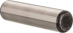 Made in USA - 3/4" Diam x 3" Pin Length Grade 8 Alloy Steel Standard Dowel Pin - Bright Finish, C 47-58 & C 60 (Surface) Hardness, 132,400 Lb (Double Shear), 66,200 Lb (Single Shear) Breaking Strength, 1 Beveled & 1 Rounded End - Caliber Tooling