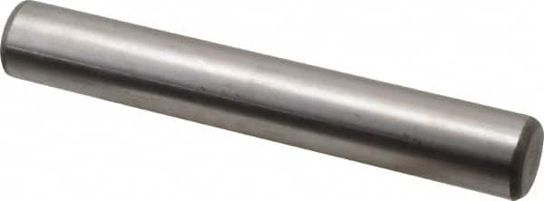 Made in USA - 3/4" Diam x 5" Pin Length Grade 8 Alloy Steel Standard Dowel Pin - Bright Finish, C 47-58 & C 60 (Surface) Hardness, 132,400 Lb (Double Shear), 66,200 Lb (Single Shear) Breaking Strength, 1 Beveled & 1 Rounded End - Caliber Tooling