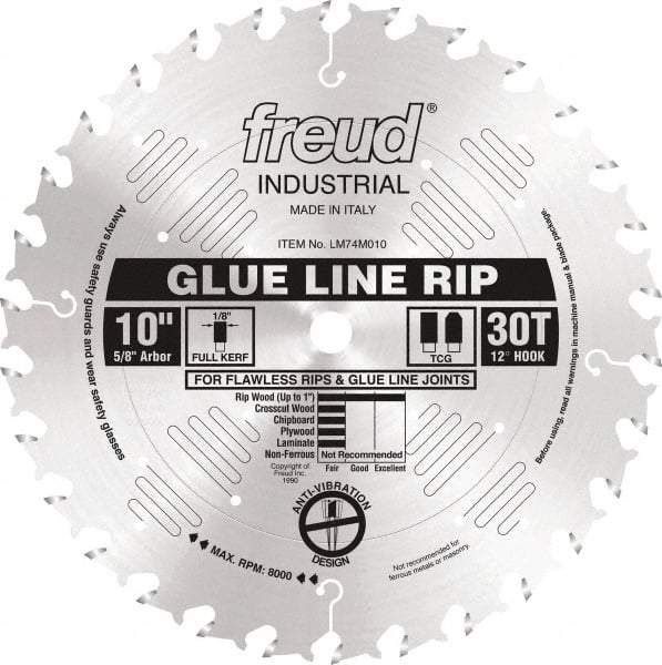 Freud - 10" Diam, 5/8" Arbor Hole Diam, 30 Tooth Wet & Dry Cut Saw Blade - Carbide-Tipped, Standard Round Arbor - Caliber Tooling