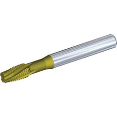 Kennametal - 3/8-16 UNC 4 Flute 3B Plug Spiral Flute Tap - Solid Carbide, TiAlN/TiN Finish, 3.54" OAL, Left Hand Flute, Right Hand Thread - Caliber Tooling