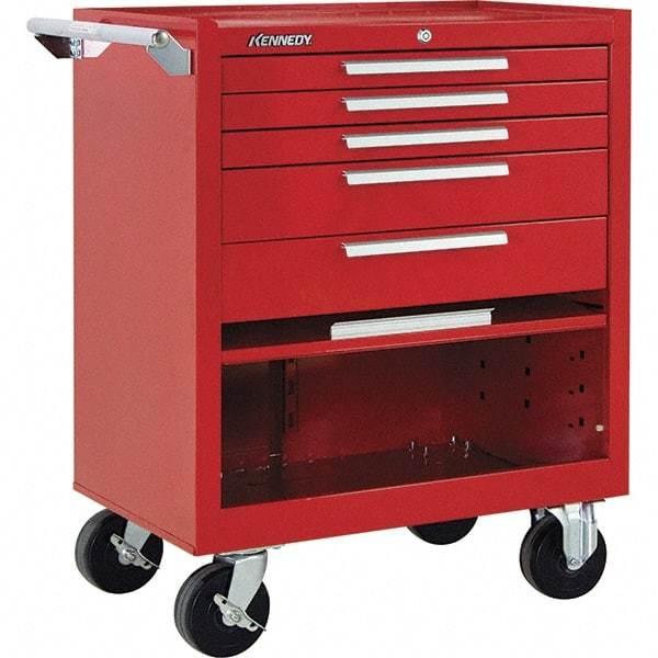 Kennedy - 5 Drawer 1,400 Lb Capacity Steel Tool Roller Cabinet - 29" Wide x 35" High x 20" Deep, Red - Caliber Tooling