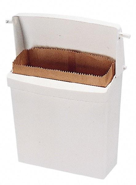 Rubbermaid - Plastic Feminine Hygiene Product Receptacle - 10-3/4" High x 12-1/2" Wide x 5-1/4" Deep, White - Caliber Tooling