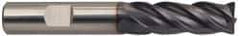 Guhring - 1/2", 4 Flute, Single End, Solid Carbide, 0.09" Corner Radius End Mill - 3-1/2" OAL, 35/38° Helix, Right Hand Flute, 1-1/4" LOC, Right Hand Cut - Caliber Tooling