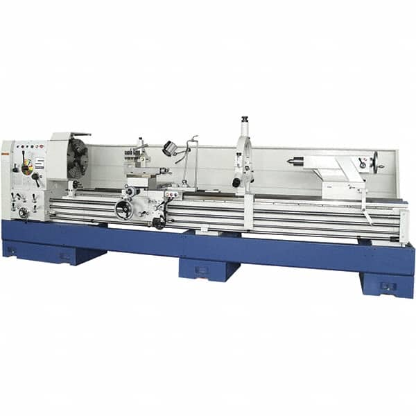 Summit - 30" Swing, 80" Between Centers, 120 Volt, Triple Phase Toolroom Lathe - 5MT Taper, 15 hp, 11 to 700 RPM, 9-1/8" Bore Diam, 58" Deep x 66" High x 164" Long - Caliber Tooling