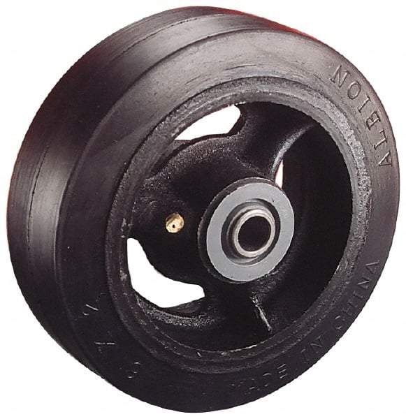 Albion - 4 Inch Diameter x 2 Inch Wide, Solid Rubber Caster Wheel - 350 Lb. Capacity, 2-3/16 Inch Hub Length, 1/2 Inch Axle Diameter, Roller Bearing - Caliber Tooling