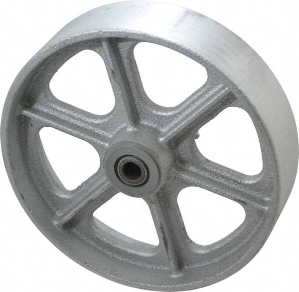 Albion - 8 Inch Diameter x 2 Inch Wide, Cast Iron Caster Wheel - 1,800 Lb. Capacity, 2-3/16 Inch Hub Length, 1/2 Inch Axle Diameter, Roller Bearing - Caliber Tooling