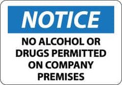 NMC - "Notice - No Alcohol or Drugs Permitted on Company Premises", 20" Long x 28" Wide, Aluminum Safety Sign - Rectangle, 0.04" Thick, Use for Security & Admittance - Caliber Tooling