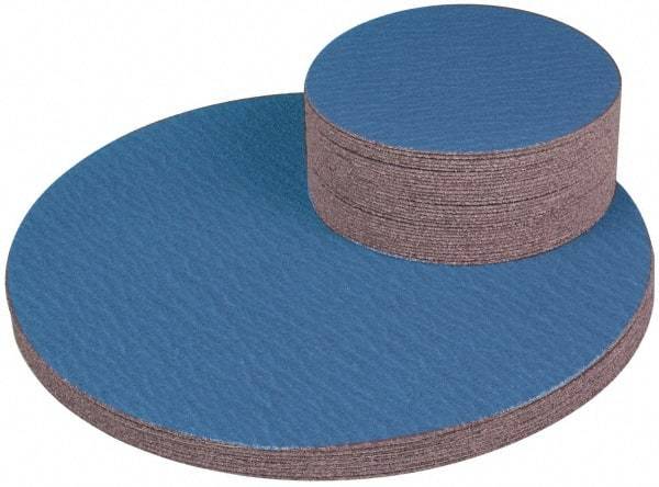 Superior Abrasives - 30" Diam, 50 Grit Zirconia Alumina Adhesive PSA Disc - Coarse Grade, Blue, Cloth Backing, Flexible - Caliber Tooling