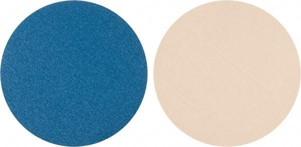 Superior Abrasives - 16" Diam, 36 Grit Zirconia Alumina Adhesive PSA Disc - Very Coarse Grade, Blue, Cloth Backing, Flexible - Caliber Tooling