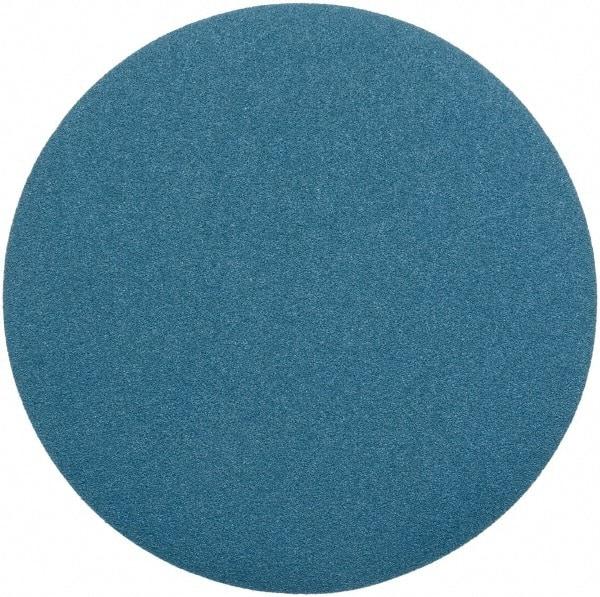 Superior Abrasives - 18" Diam, 40 Grit Zirconia Alumina Adhesive PSA Disc - Coarse Grade, Blue, Cloth Backing, Flexible - Caliber Tooling