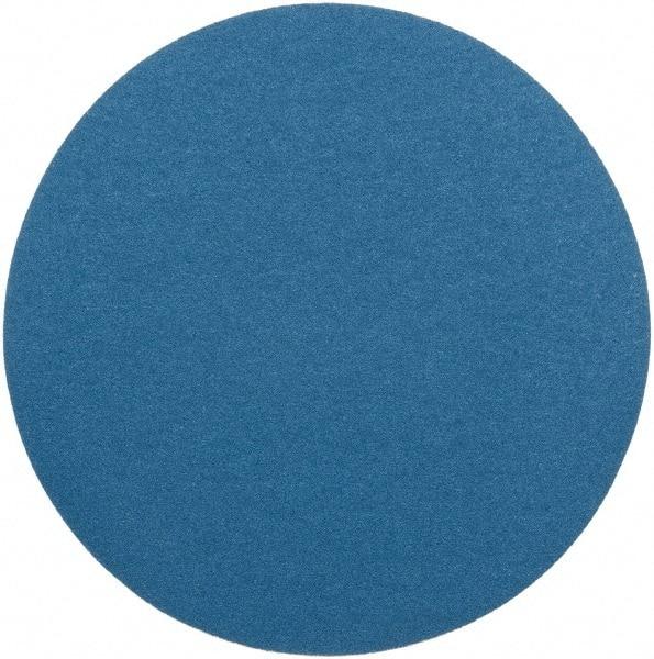 Superior Abrasives - 18" Diam, 60 Grit Zirconia Alumina Adhesive PSA Disc - Medium Grade, Blue, Cloth Backing, Flexible - Caliber Tooling