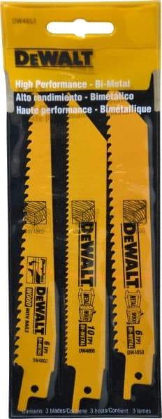 DeWALT - 3 Piece, Bi-Metal Reciprocating Saw Blade Set - Straight and Tapered Profile, 6 to 10 Teeth per Inch, Angled Tip - Caliber Tooling