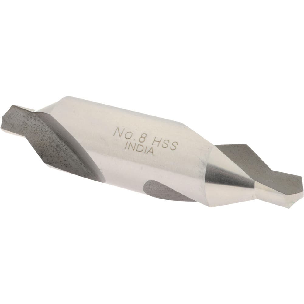 Combo Drill & Countersink: #8, 3/4″ Body Dia, High Speed Steel Bright (Polished) Finish, 5/16″ Point Dia, 5/16″ Point Length, 3-1/2″ OAL, Right Hand Cut