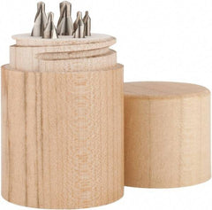 Keo - 5 Piece, #1 to 5, Plain Edge, High Speed Steel Combo Drill & Countersink Set - 60° Incl Angle, Double End - Caliber Tooling