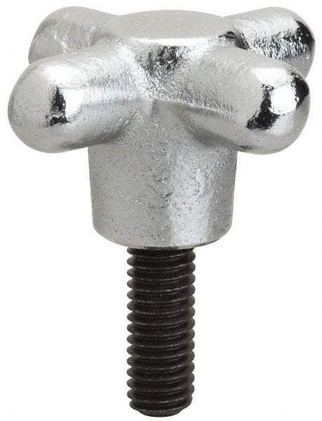 Strong Hand Tools - 2-1/2" Head Diam, 4 Point Spoked Knob - 5/8-11 Stem, Cast Iron - Caliber Tooling