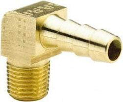 Parker - 1/8 NPTF Thread Hose Barb x Male NPT 90° Elbow - 3/8" ID Hose, Brass - Caliber Tooling