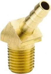 Parker - 1/4 NPTF Thread Hose Barb x Male NPT 45° Elbow - 1/4" ID Hose, Brass - Caliber Tooling