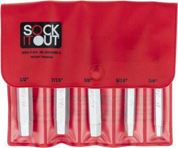 Sock It Out - 5 Piece Socket Head Cap Screw Extractor Set - Screw Range 1/4, 5/16, 3/8, 7/16 & 1/2, 1/4 to 1/2" - Caliber Tooling