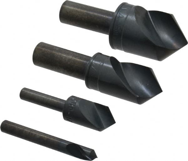 M.A. Ford - 4 Piece, 1/4 to 1" Head Diam, 90° Included Angle, Single End Countersink Set - Caliber Tooling