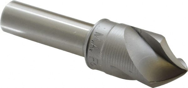 3/4″ Head Diam, 1/2″ Shank Diam, 3 Flute 82° High Speed Steel Countersink Bright Finish, 3″ OAL, 0.23″ Nose Diam, Single End, Straight Shank, Right Hand Cut