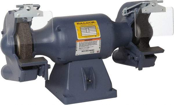 Baldor - 8" Wheel Diam x 1" Wheel Width, 3/4 hp Grinder/Buffer - 3/4" Arbor Hole Diam, 1 Phase, 3,600 Max RPM, 115/230 Volts - Caliber Tooling