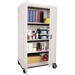 Sandusky Lee - 4 Shelf Mobile Cabinet - 36" Wide x 24" Deep x 66" High, Steel, Light Gray - Caliber Tooling