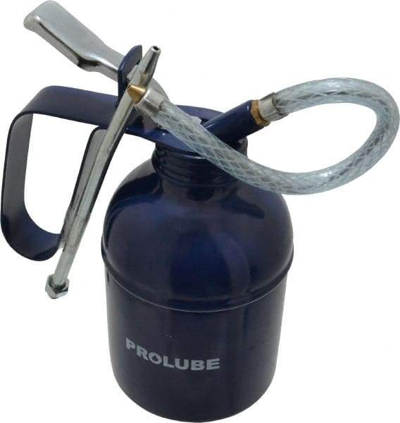 PRO-LUBE - 400 mL Capcity, 7" Long Flexible Spout, Lever-Type Oiler - Brass Pump, Steel Body, Powder Coated - Caliber Tooling