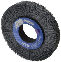 Osborn - 6" OD, 2" Arbor Hole, Crimped Nylon Wheel Brush - 1" Face Width, 1-1/4" Trim Length, 0.022" Filament Diam, 3,600 RPM - Caliber Tooling