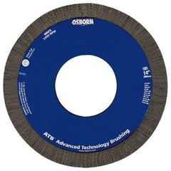 Osborn - 8" OD, 2" Arbor Hole, Crimped Nylon Wheel Brush - 1" Face Width, 1-1/4" Trim Length, 0.028" Filament Diam, 3,600 RPM - Caliber Tooling