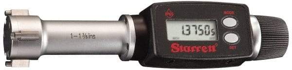 Starrett - 0.08" to 0.1", IP65, Carbide Face Electronic Inside Micrometer - 0.00005" Resolution, 0.00015" Accuracy, 3/8" Gage Depth - Caliber Tooling