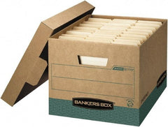 BANKERS BOX - 1 Compartment, 12-3/4" Wide x 10-3/8" High x 16-1/2" Deep, Storage Box - Corrugated Cardboard, Kraft (Color)/Green - Caliber Tooling