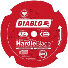 Freud - 7-1/4" Diam, 5/8" Arbor Hole Diam, 4 Tooth Wet & Dry Cut Saw Blade - Carbide-Tipped, Standard Round Arbor - Caliber Tooling