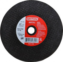 Value Collection - 6" 60 Grit Aluminum Oxide Cutoff Wheel - 1/32" Thick, 5/8" Arbor, 10,186 Max RPM, Use with Circular Saws - Caliber Tooling