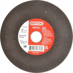 Made in USA - 6" 60 Grit Aluminum Oxide Cutoff Wheel - 0.045" Thick, 7/8" Arbor, 10,186 Max RPM, Use with Circular Saws - Caliber Tooling