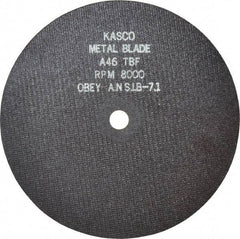 Made in USA - 8" 46 Grit Aluminum Oxide Cutoff Wheel - 1/16" Thick, 5/8" Arbor, 8,000 Max RPM, Use with Stationary Tools - Caliber Tooling