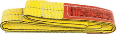 Lift-All - 3' Long x 2" Wide, 4,800 Lb Vertical Capacity, 2 Ply, Nylon Web Sling - 3,800 Lb Choker Capacity, Yellow - Caliber Tooling