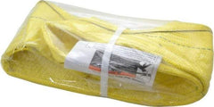 Lift-All - 3' Long x 6" Wide, 7,200 Lb Vertical Capacity, 1 Ply, Nylon Web Sling - 5,800 Lb Choker Capacity, Yellow - Caliber Tooling