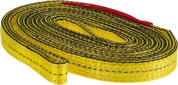 Lift-All - 8' Long x 1" Wide, 4,800 Lb Vertical Capacity, 2 Ply, Nylon Web Sling - 3,800 Lb Choker Capacity, Yellow - Caliber Tooling