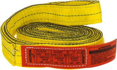 Lift-All - 8' Long x 2" Wide, 9,600 Lb Vertical Capacity, 2 Ply, Nylon Web Sling - 7,700 Lb Choker Capacity, Yellow - Caliber Tooling