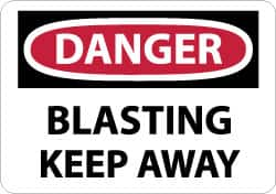 NMC - "Danger - Blasting - Keep Away", 10" Long x 14" Wide, Aluminum Safety Sign - Rectangle, 0.04" Thick, Use for Accident Prevention - Caliber Tooling