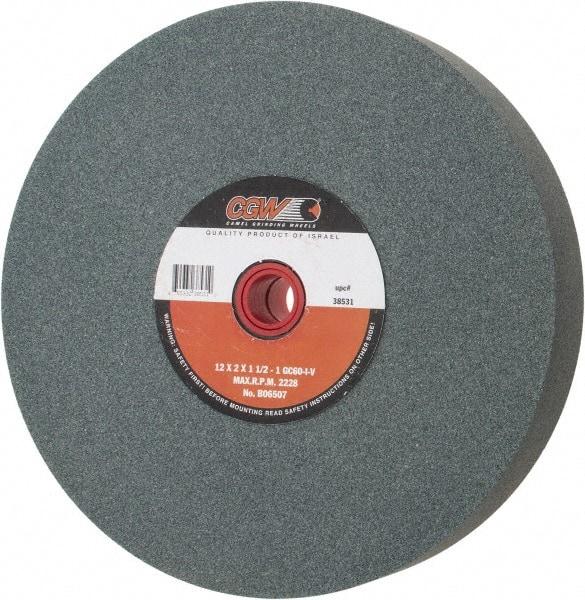 Camel Grinding Wheels - 60 Grit Silicon Carbide Bench & Pedestal Grinding Wheel - 12" Diam x 1-1/4" Hole x 2" Thick, 2220 Max RPM, I Hardness, Medium Grade , Vitrified Bond - Caliber Tooling