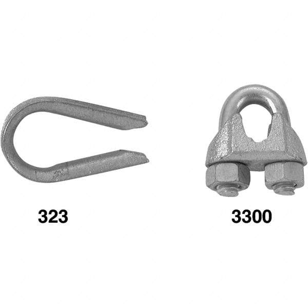 Campbell - 3/16" Wire Rope Clips - 1/4-20, Steel, Electro Galvanized - Caliber Tooling