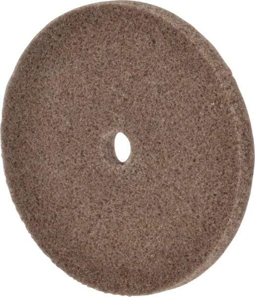 3M - 3" Diam, 1/4" Face Width, 3/8" Center Hole, Medium Grade, Aluminum Oxide Deburring Wheel - Unitized, Hard Density 6 Grade, 18,100 RPM - Caliber Tooling