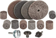 3M - 14 Piece Deburring Kit - 1 & 3" Diam Unitized Wheels in Fine, Medium & Coarse Grades, 1/4" Inch Shank Diam, Aluminum Oxide, Silicon Carbide, Mandrel Connection, Shank Included - Caliber Tooling