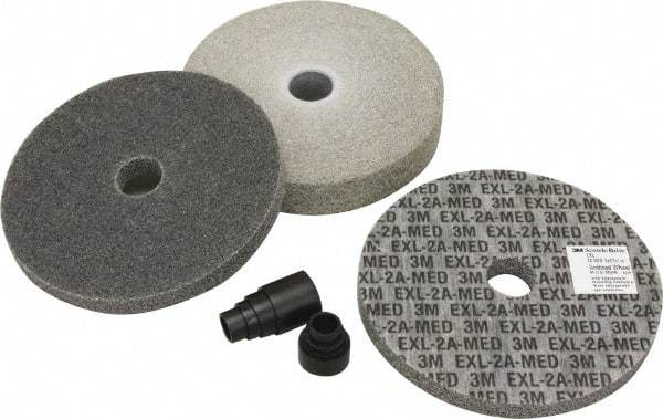 3M - 4 Piece Deburring Kit - 6" Diam Deburring & Unitized Wheels, Aluminum Oxide, 7500 RPM, Medium Grade - Caliber Tooling