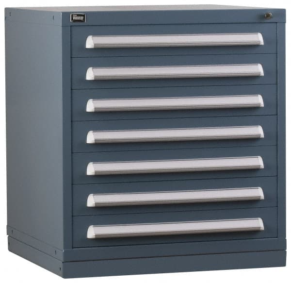 Vidmar - 7 Drawer, Preconfigured Modular Storage Cabinet - Steel, 30" Wide x 27-3/4" Deep x 33" High, Light Blue - Caliber Tooling