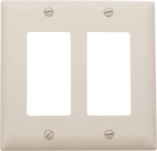 Pass & Seymour - 2 Gang, 4-3/4 Inch Long x 4-11/16 Inch Wide, Standard Switch Plate - Decorator Switch, Light Almond, Nylon - Caliber Tooling