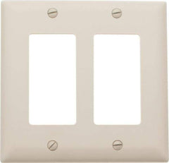 Pass & Seymour - 2 Gang, 4-3/4 Inch Long x 4-11/16 Inch Wide, Standard Switch Plate - Decorator Switch, Light Almond, Nylon - Caliber Tooling